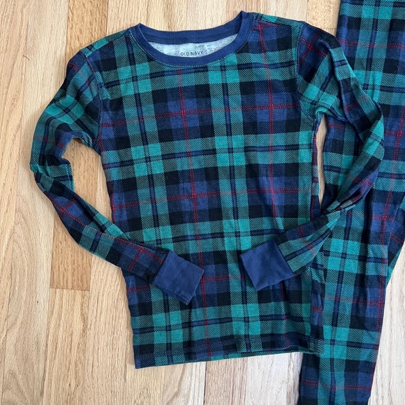 Old Navy Green Plaid Pajama Set Holiday Snug Fit 2 Piece Unisex 10 - Picture 3 of 7